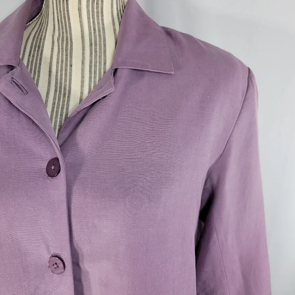 Andrea Viccaro Silk & Linen Purple Four Button Blazer Size Medium - Picture 2 of 7